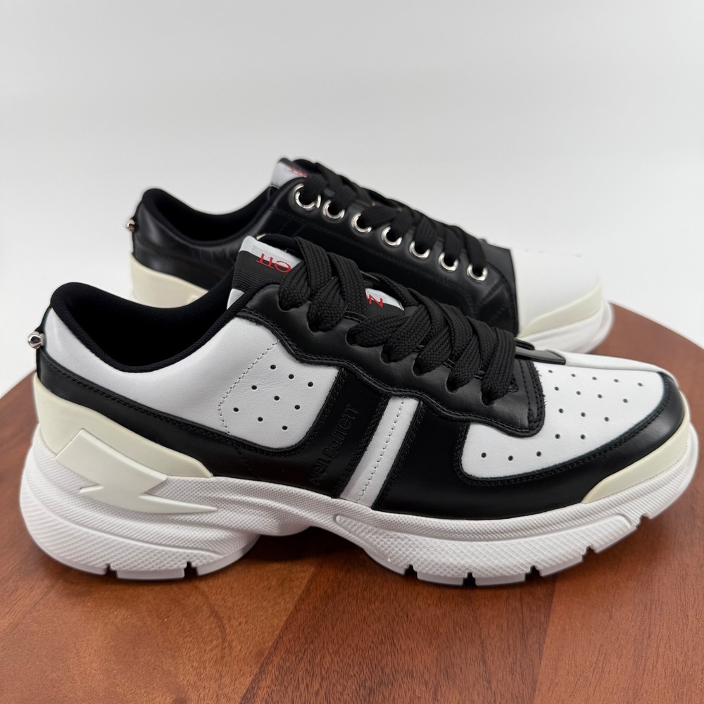 Neil Barrett Hybrid Bolt 09 Black White Leather Sneakers EU 40/US 7 Italy NEW